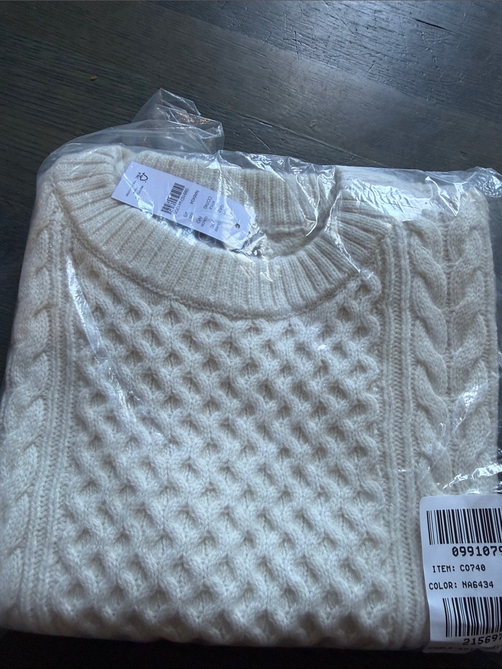 J. Crew Ivory Cable Knit Shell Sweater